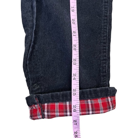 Greendog Vintage Corduroy Bib Style Overalls w Plaid Roll Cuff Black Red 24 mo - Picture 7 of 15